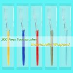 200 Packs Disposable Toothbrushes Individually Wrapped, Medium Soft Bristle Travel Toothbrushes Bulk for Adults/Kids Hotel Toiletries, 5 Colors. - Image 2