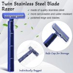 500 Pcs Disposable Twin Blade Razor Shaving Safety Razor for Men Individually Wrapped with Clear Safety Cap Bulk Packed Portable for Hotel Guest House Travel Home Use(Blue) - Image 2