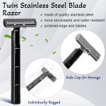 500 Pcs Disposable Twin Blade Razor Shaving Safety Razor for Men Individually Wrapped with Clear Safety Cap Bulk Packed Portable for Hotel Guest House Travel Home Use(Black) - Image 2