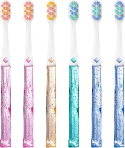 Soft Bristle Toothbrush, Micro Nano Flossing Toothbrushes with Multi-Layered Shaped Bristles for Whiten Teeth and Removes Plaque, Designed for Sensitive Teeth & Gums-White Head