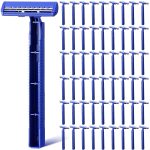 500 Pcs Disposable Twin Blade Razor Shaving Safety Razor for Men Individually Wrapped with Clear Safety Cap Bulk Packed Portable for Hotel Guest House Travel Home Use(Blue)